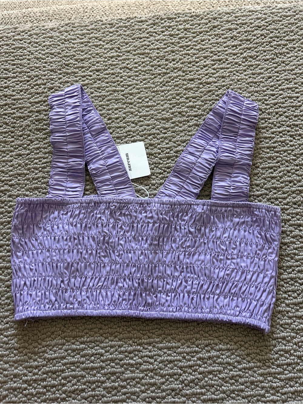 Smocked Lilac Crop Tank Top - Women NWT